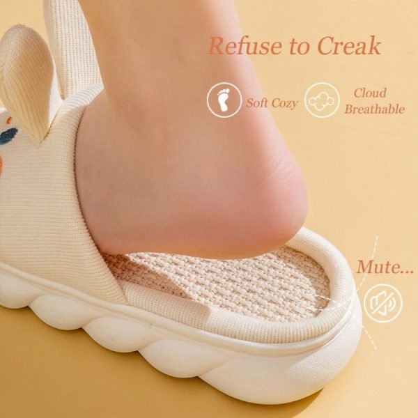Soft and cozy slippers with a rabbit-ear design, featuring cloud-like breathable soles for women. Perfect four-season wear.
