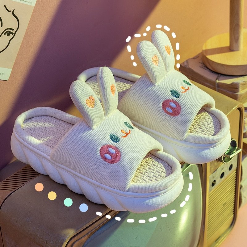 Slippers rabbit design with cute bunny ears and cozy cushioning, perfect for women; stylish and comfy for all seasons.